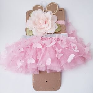 Newborn Pink Floral Tutu And Headband